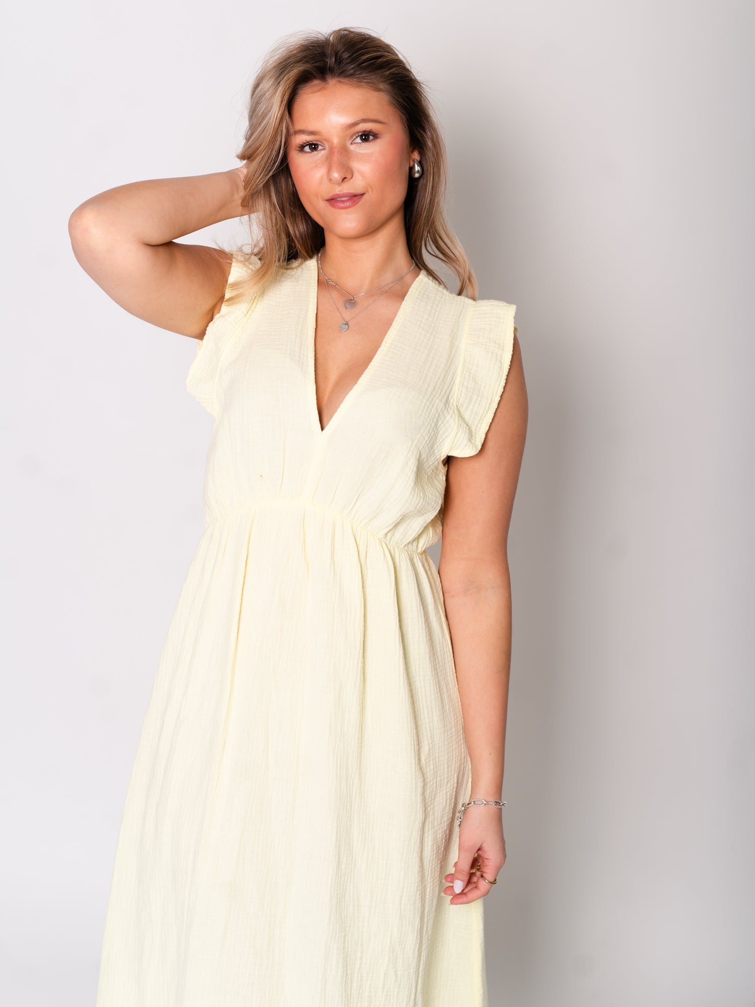 Leonora Musselin Kleid - Butteryellow