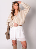 Mila Streifen Strickjacke - Creme/Beige