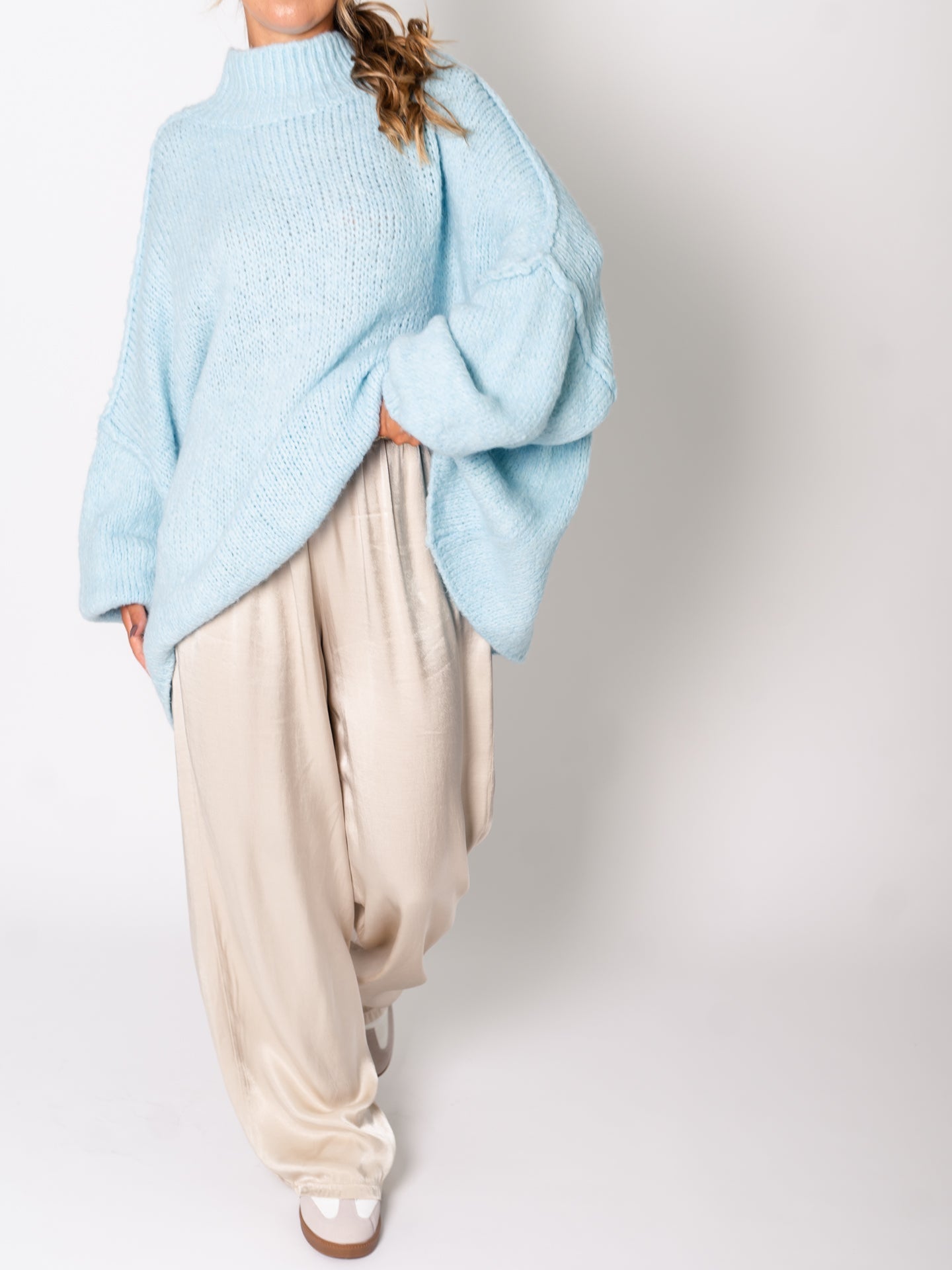 Meli Strick Pullover - Hellblau