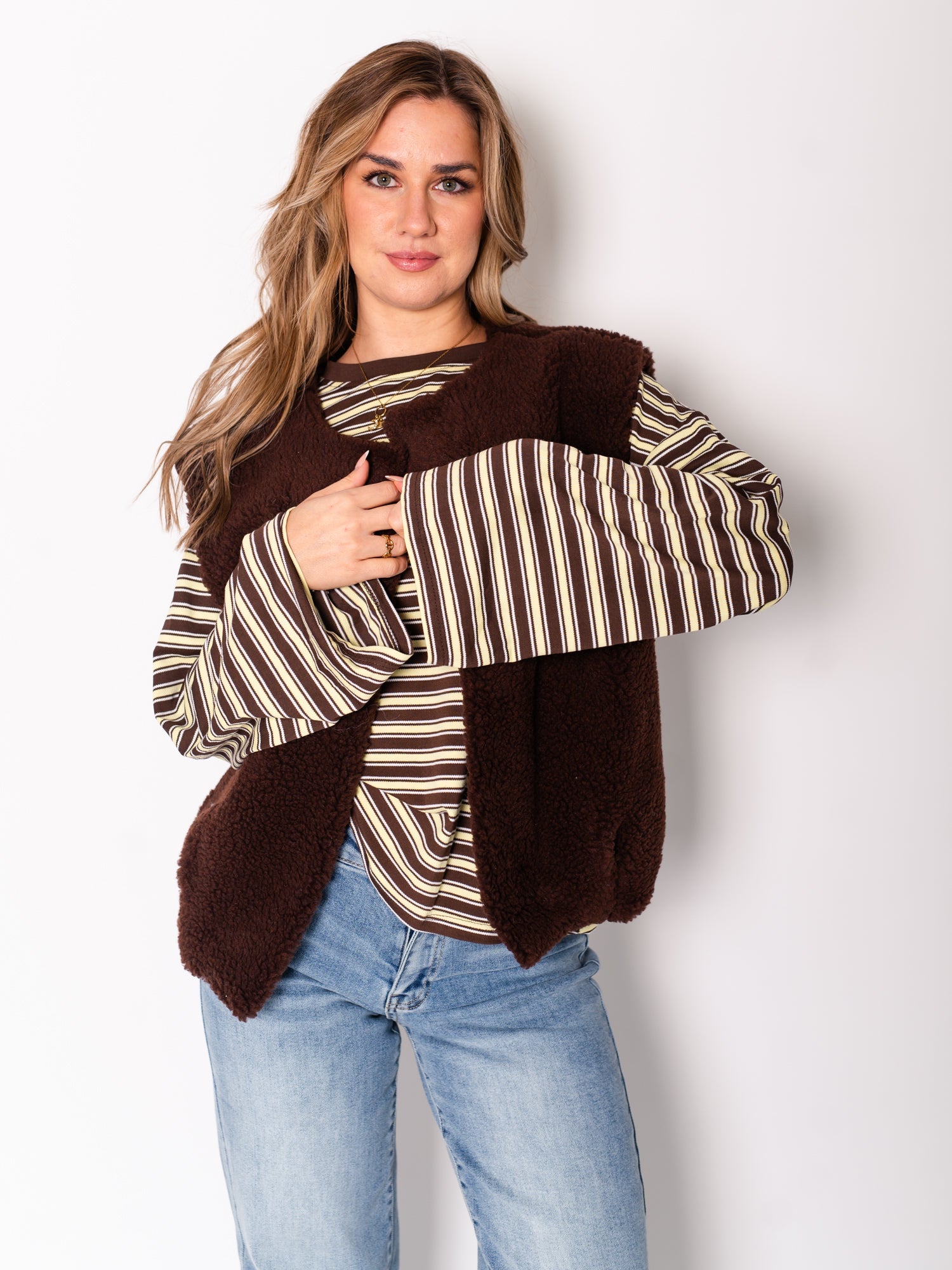Streifen Longsleeve - Gelb/Braun