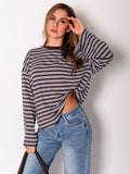 Streifen Longsleeve - Blau/Braun