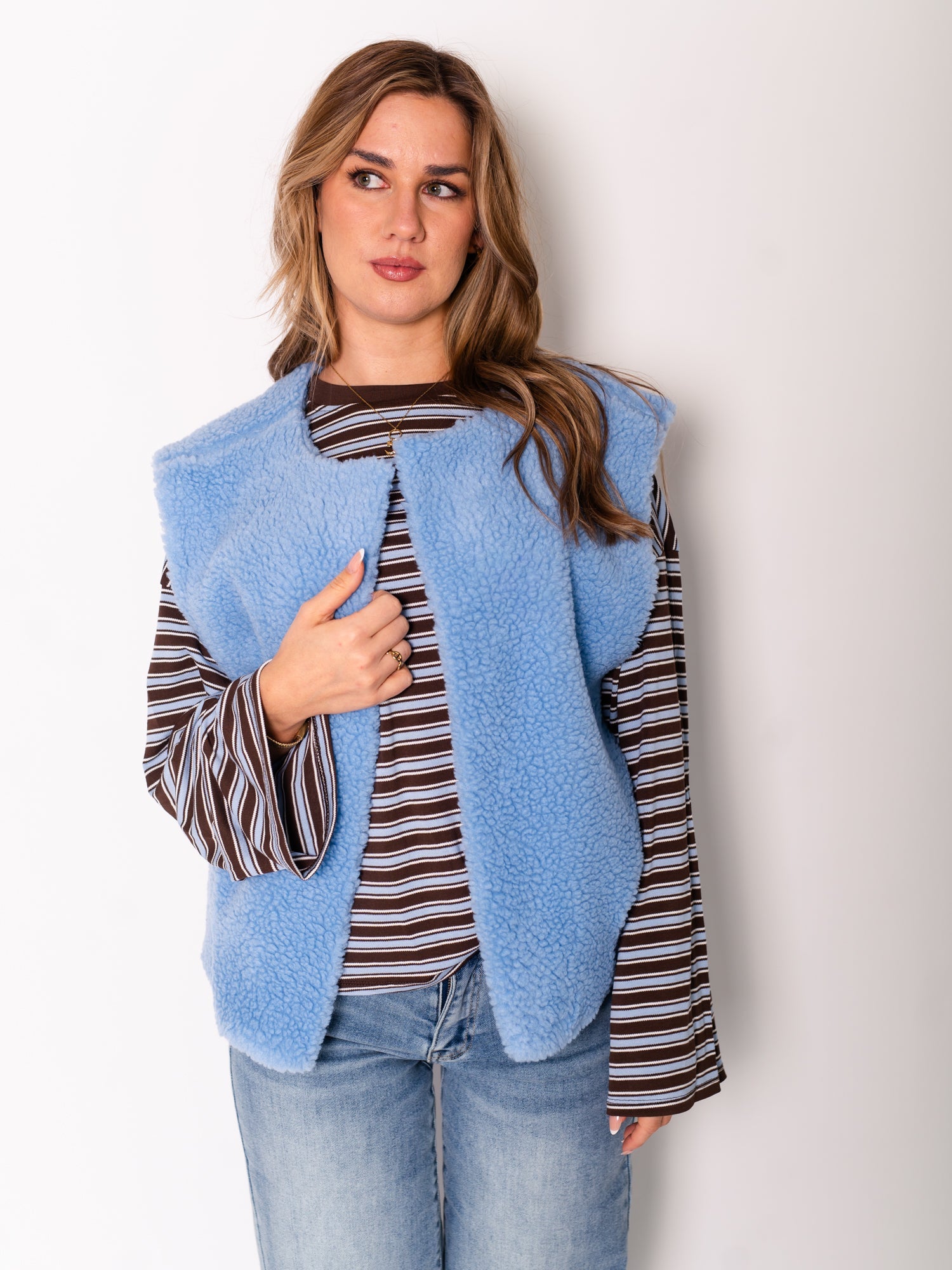 Streifen Longsleeve - Blau/Braun