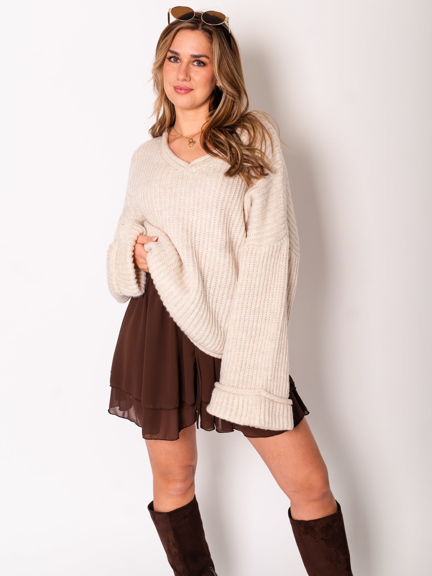 Flowy Volant Skort - Dunkelbraun