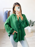 Midi Waffle Bluse - Grün