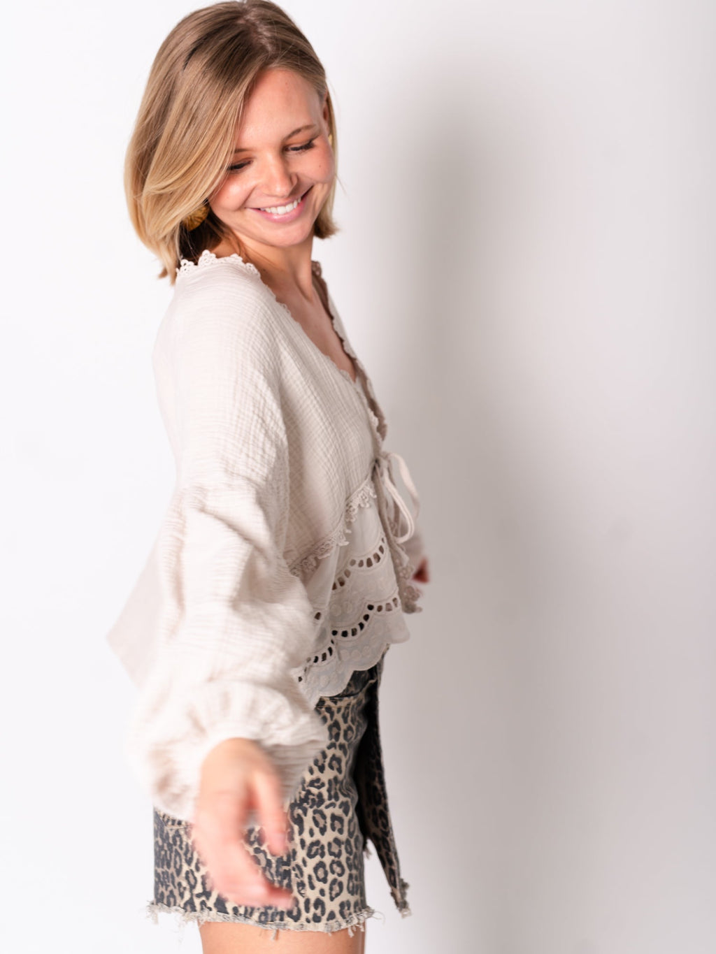Lora Musselin Bluse - Beige