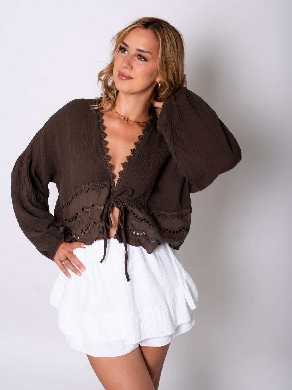 Lora Musselin Bluse - Espresso