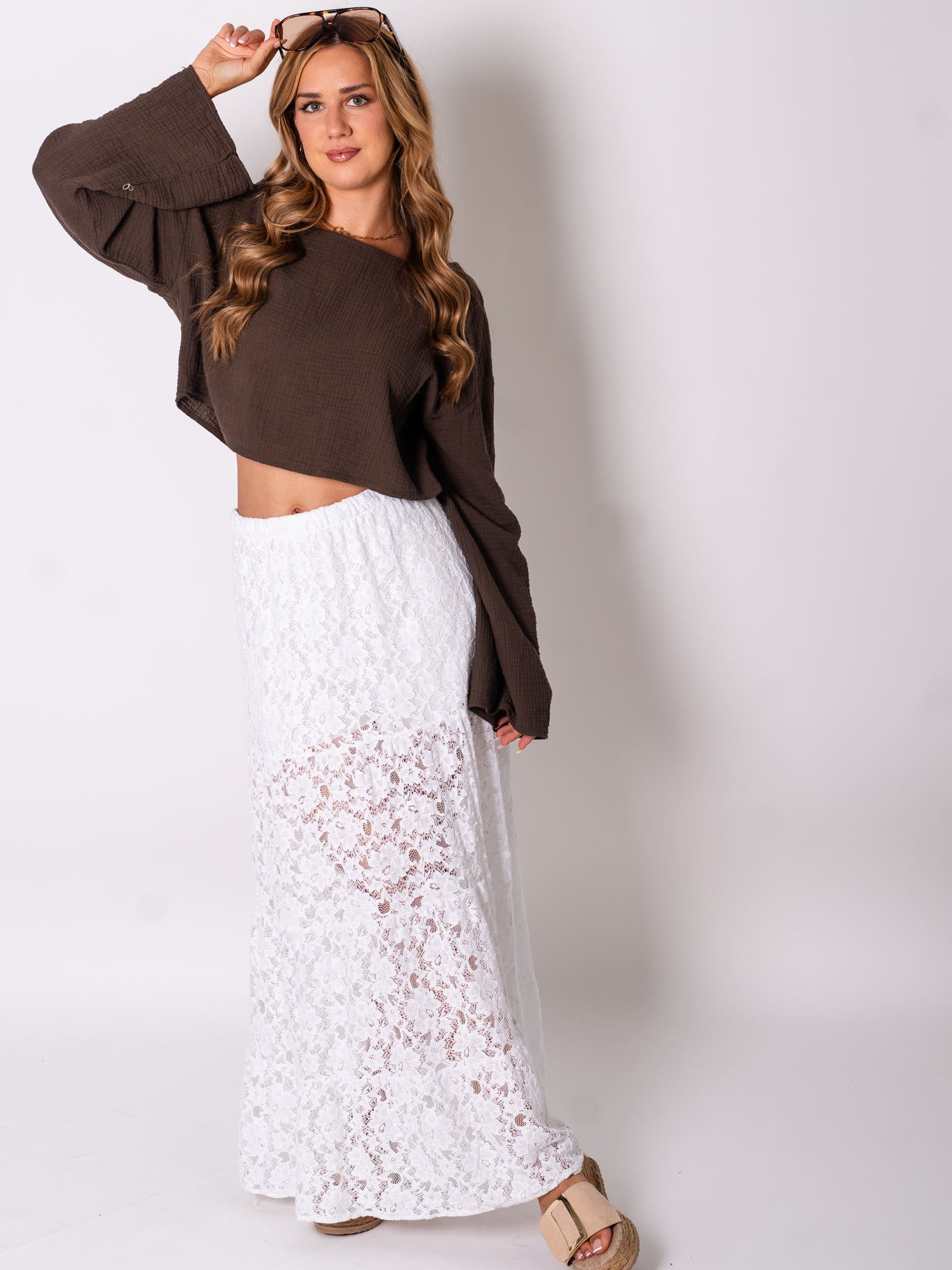 Ayla Musselin Bluse - Espresso
