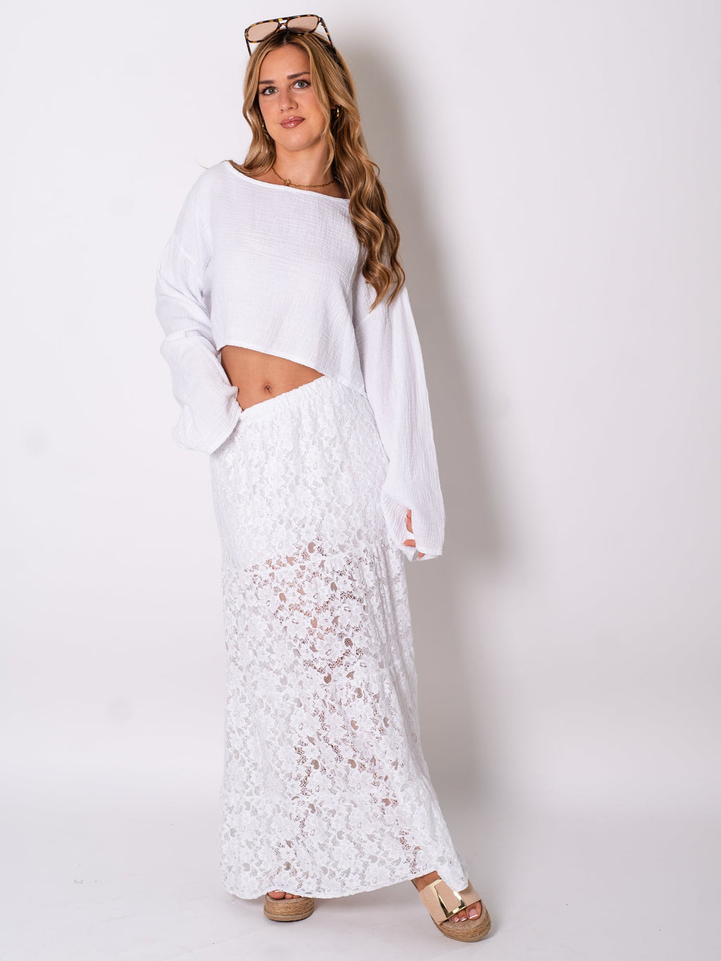 Ayla Musselin Bluse - Weiß