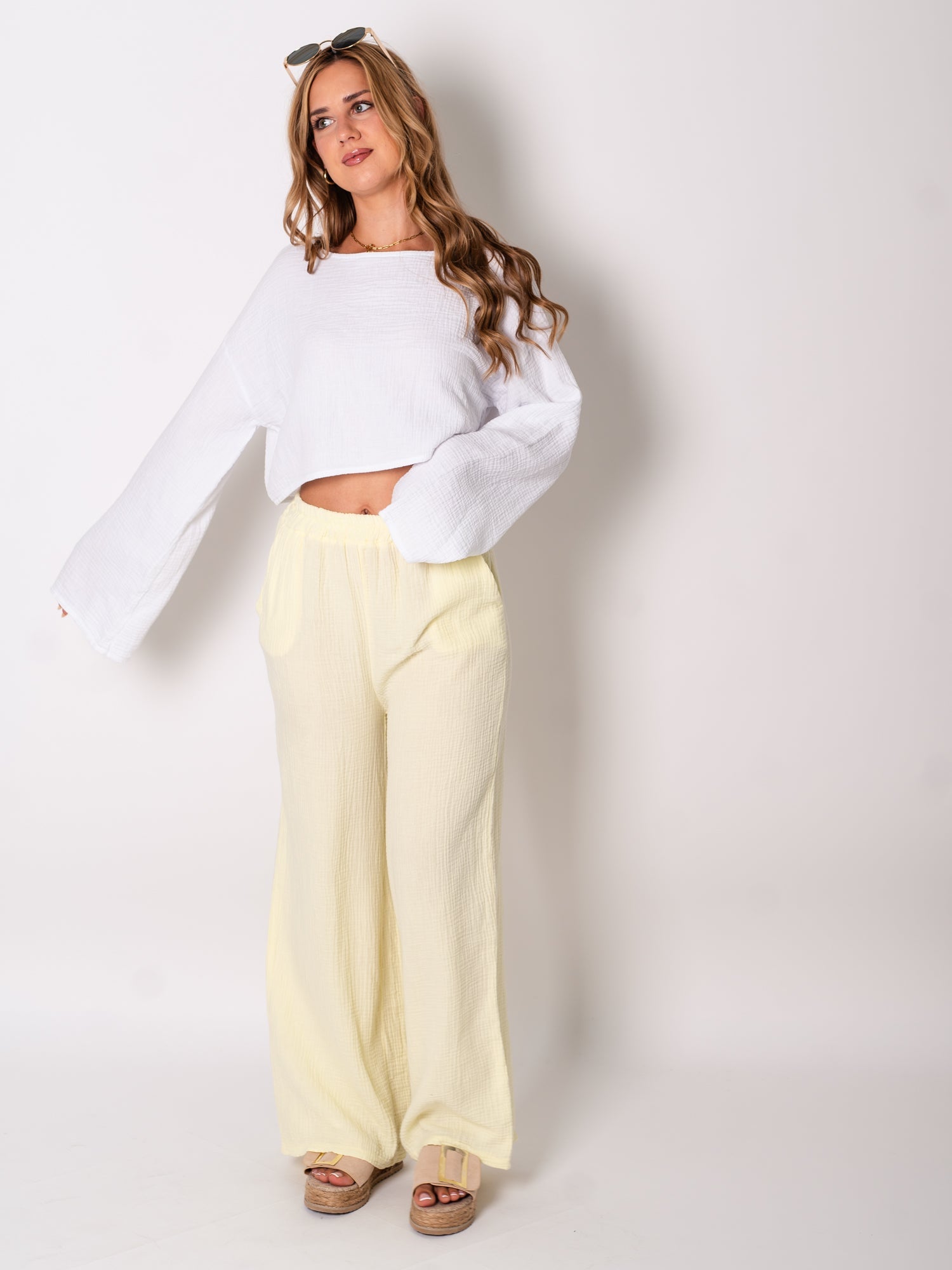 Ayla Musselin Bluse - Weiß