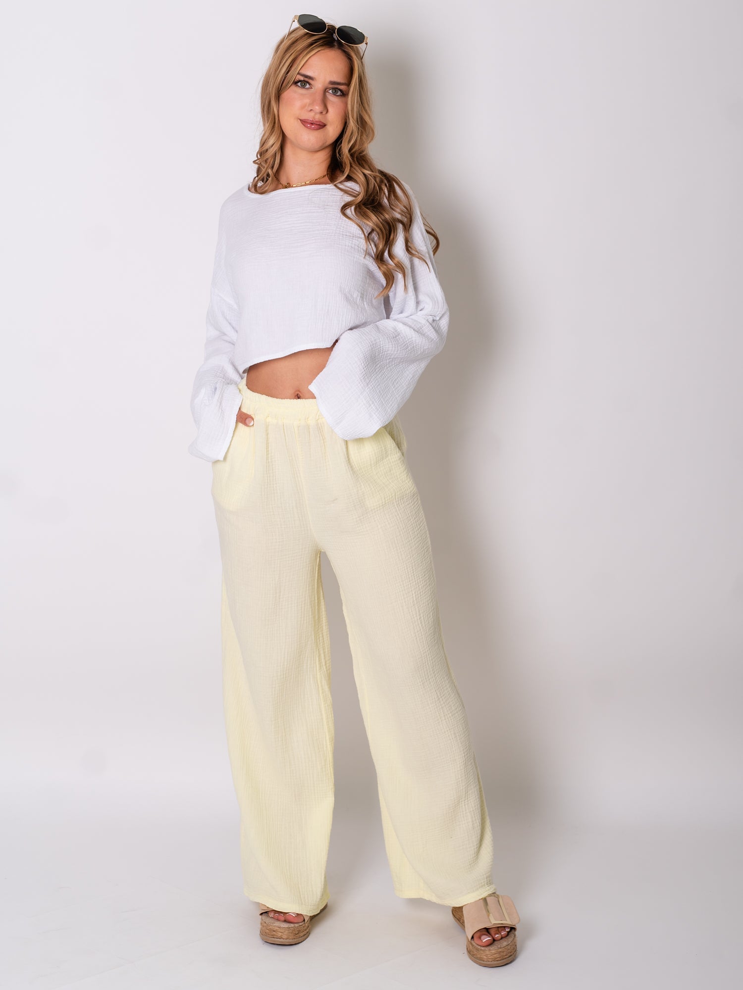 Ayla Musselin Bluse - Weiß
