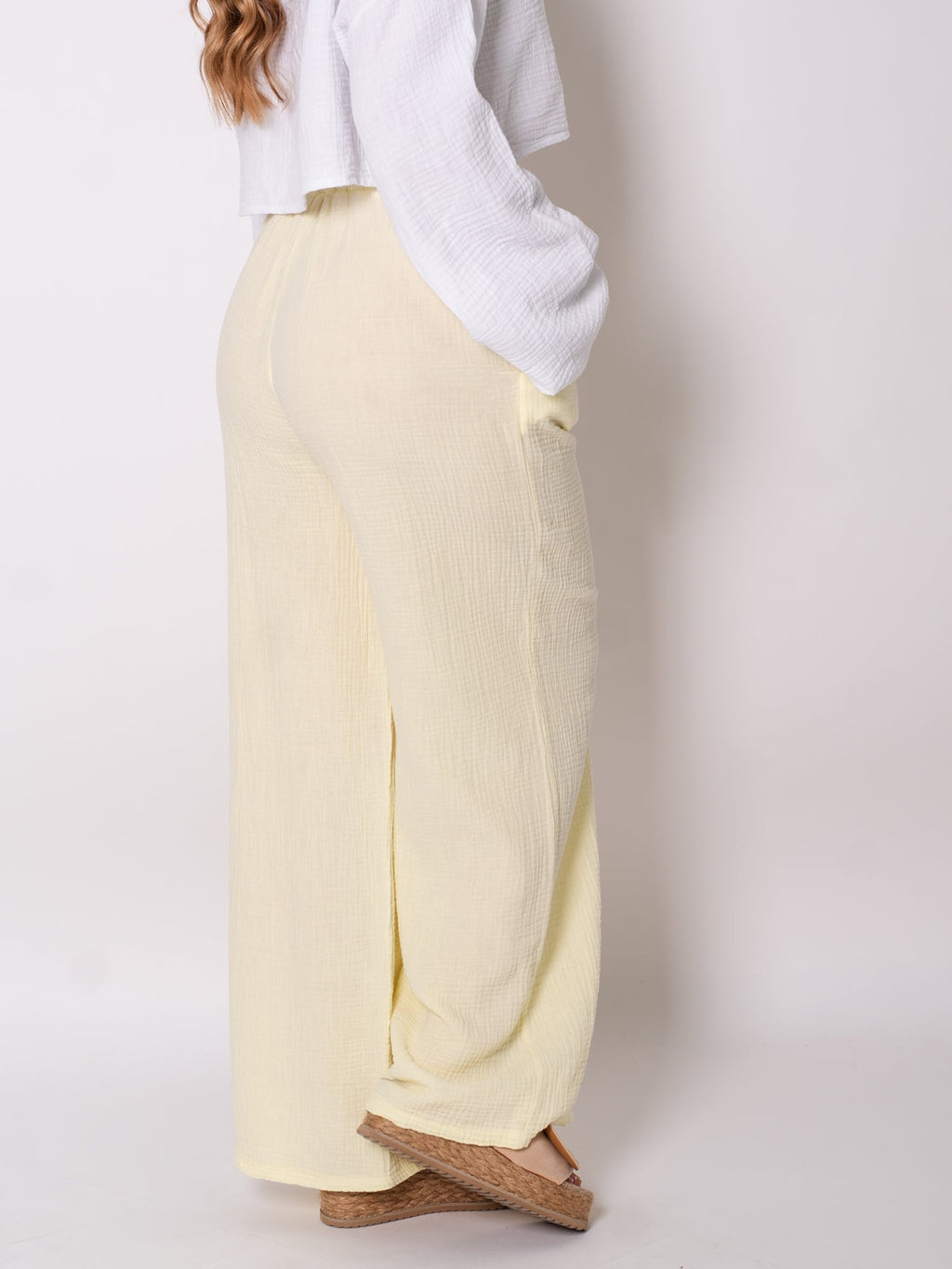 Beachy Musselin Hose - Zitronengelb