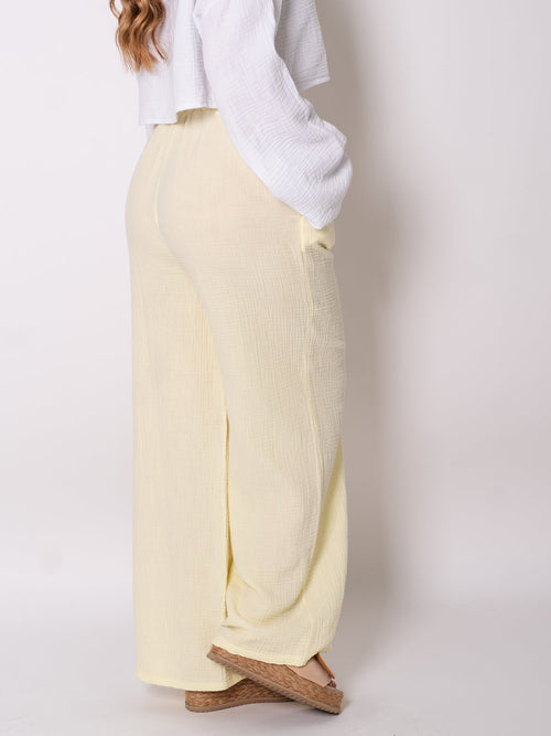 Beachy Musselin Hose - Zitronengelb