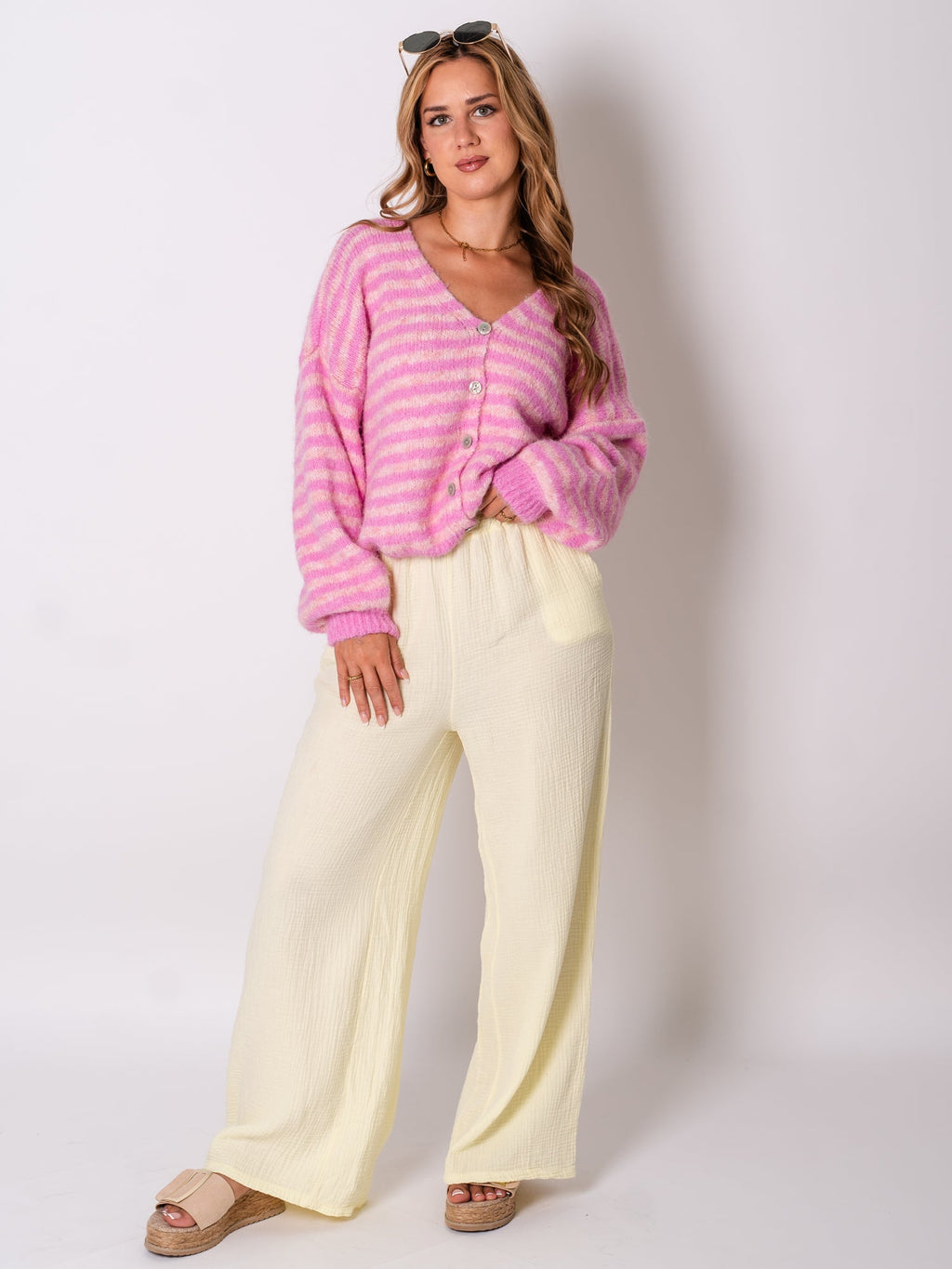 Beachy Musselin Hose - Zitronengelb