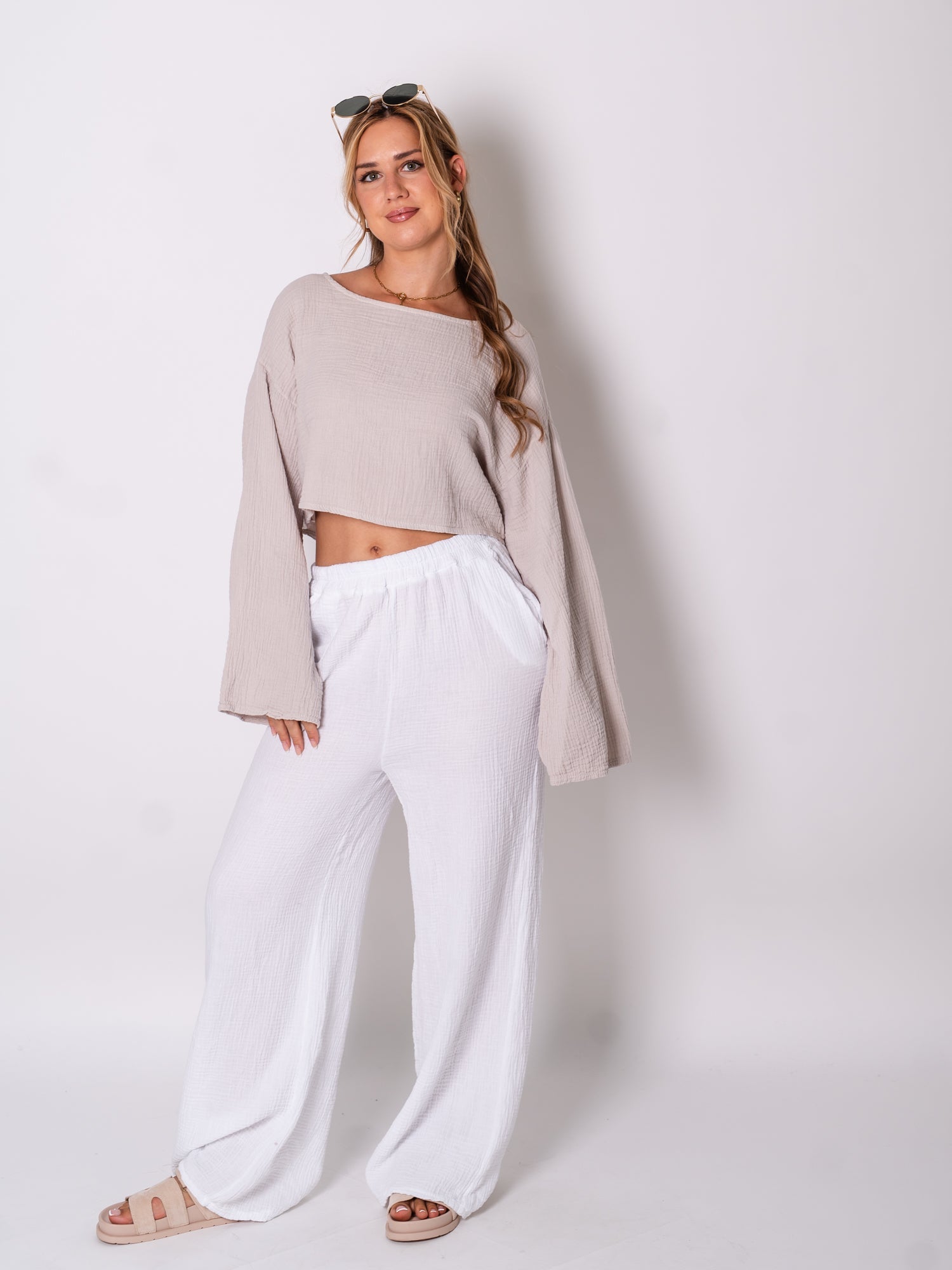 Ayla Musselin Bluse - Beige