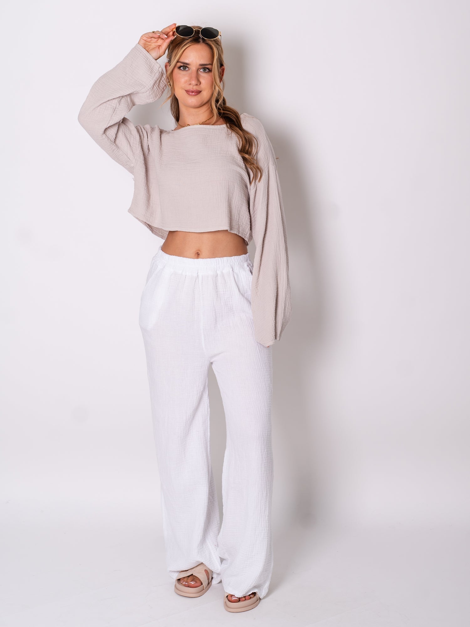 Ayla Musselin Bluse - Beige