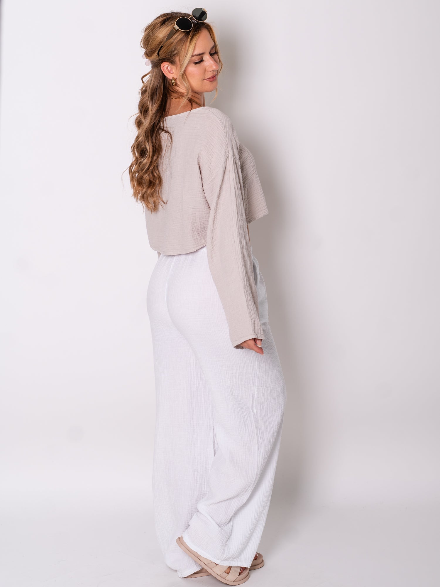 Ayla Musselin Bluse - Beige