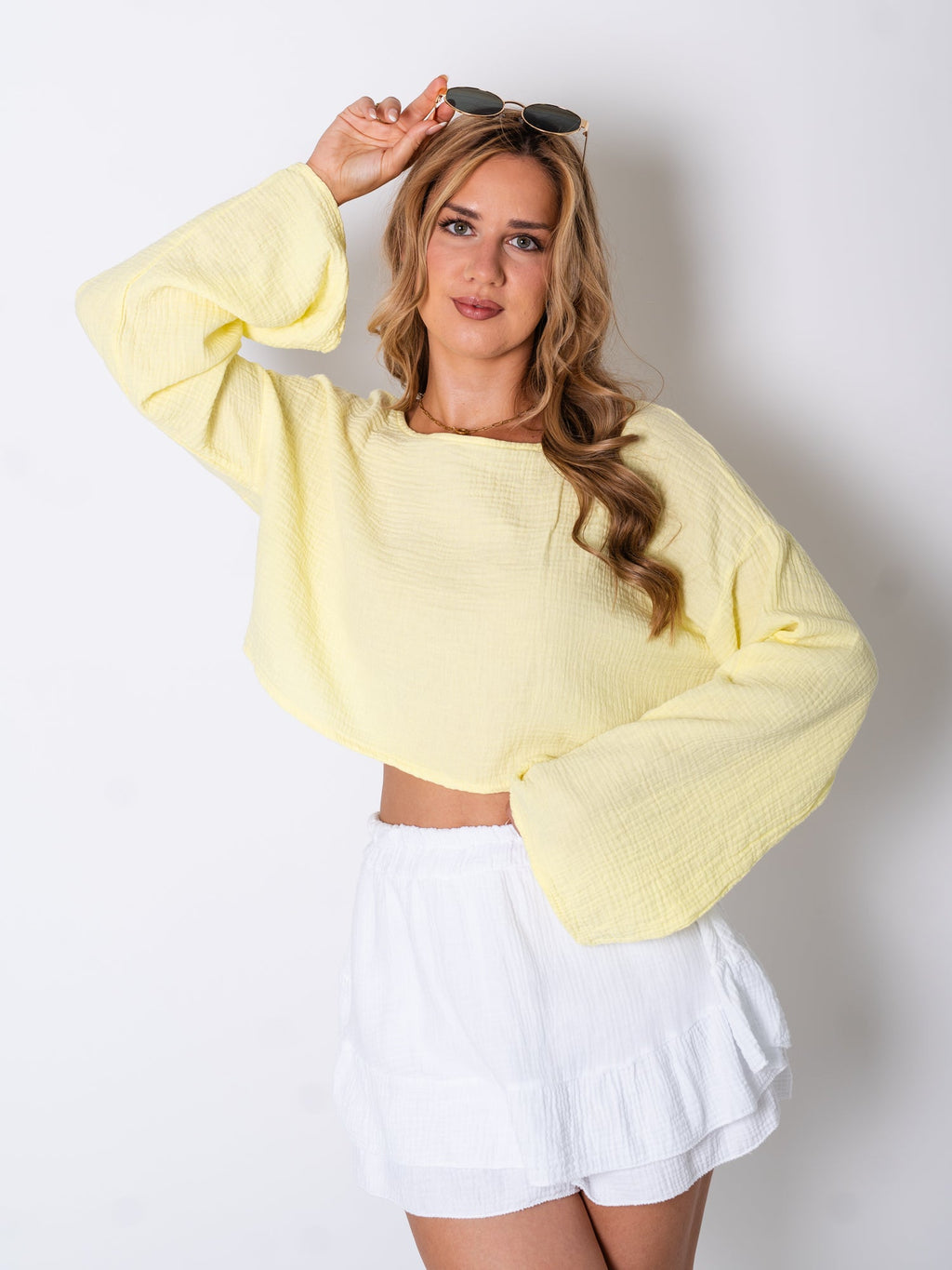 Ayla Musselin Bluse - Zitronengelb