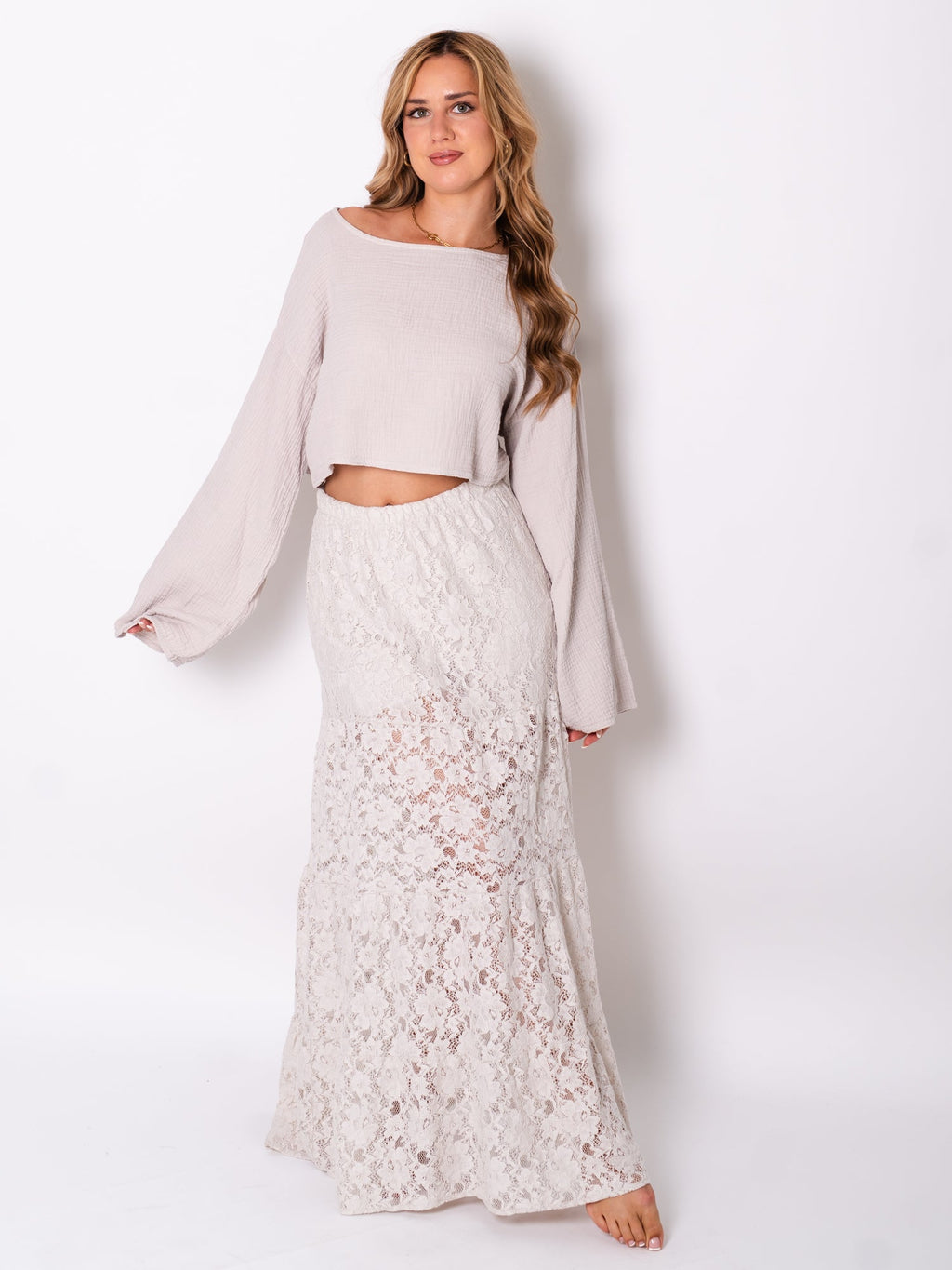 Ayla Musselin Bluse - Beige