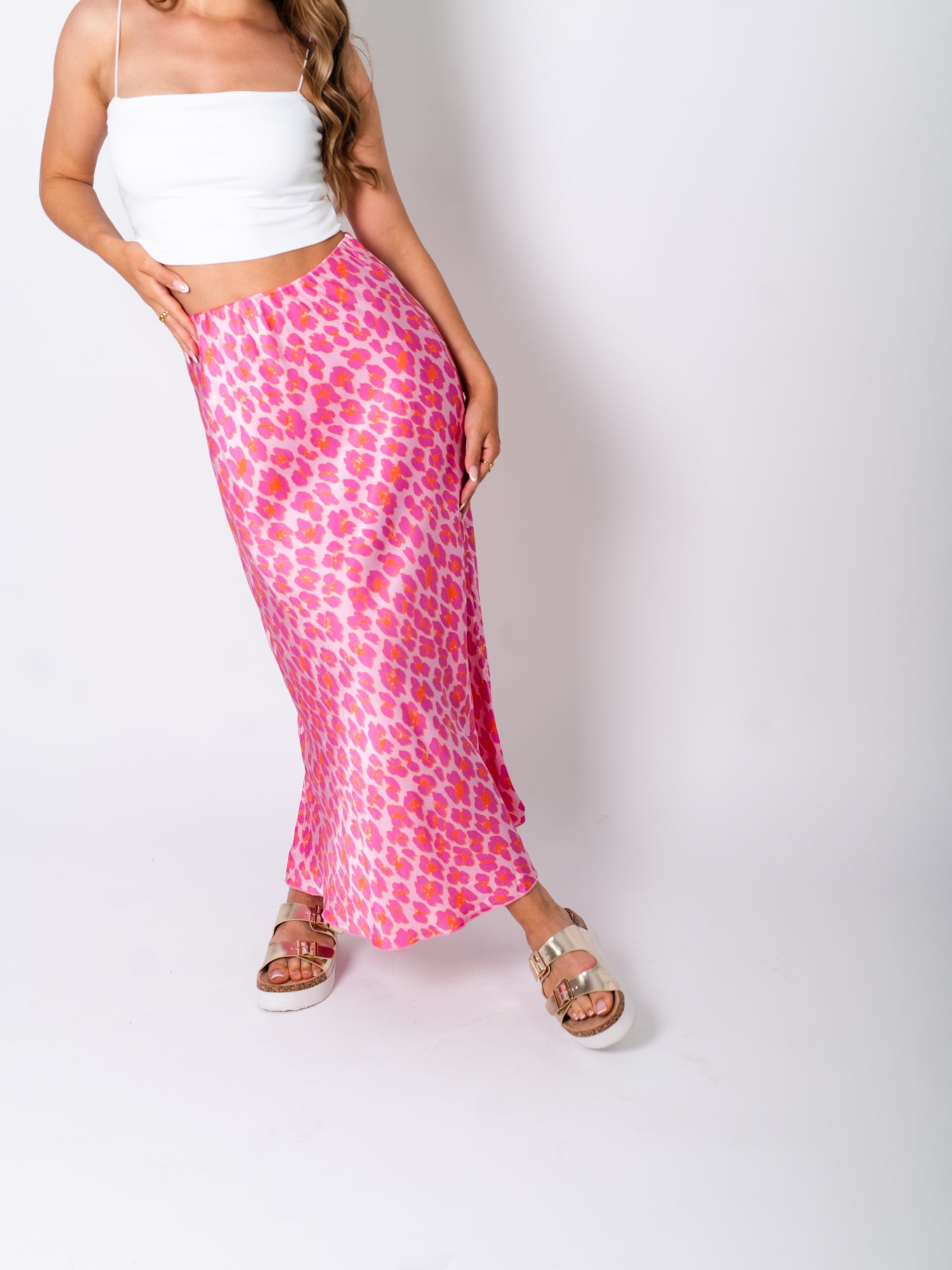 Leo Satin Rock - Pink/Orange