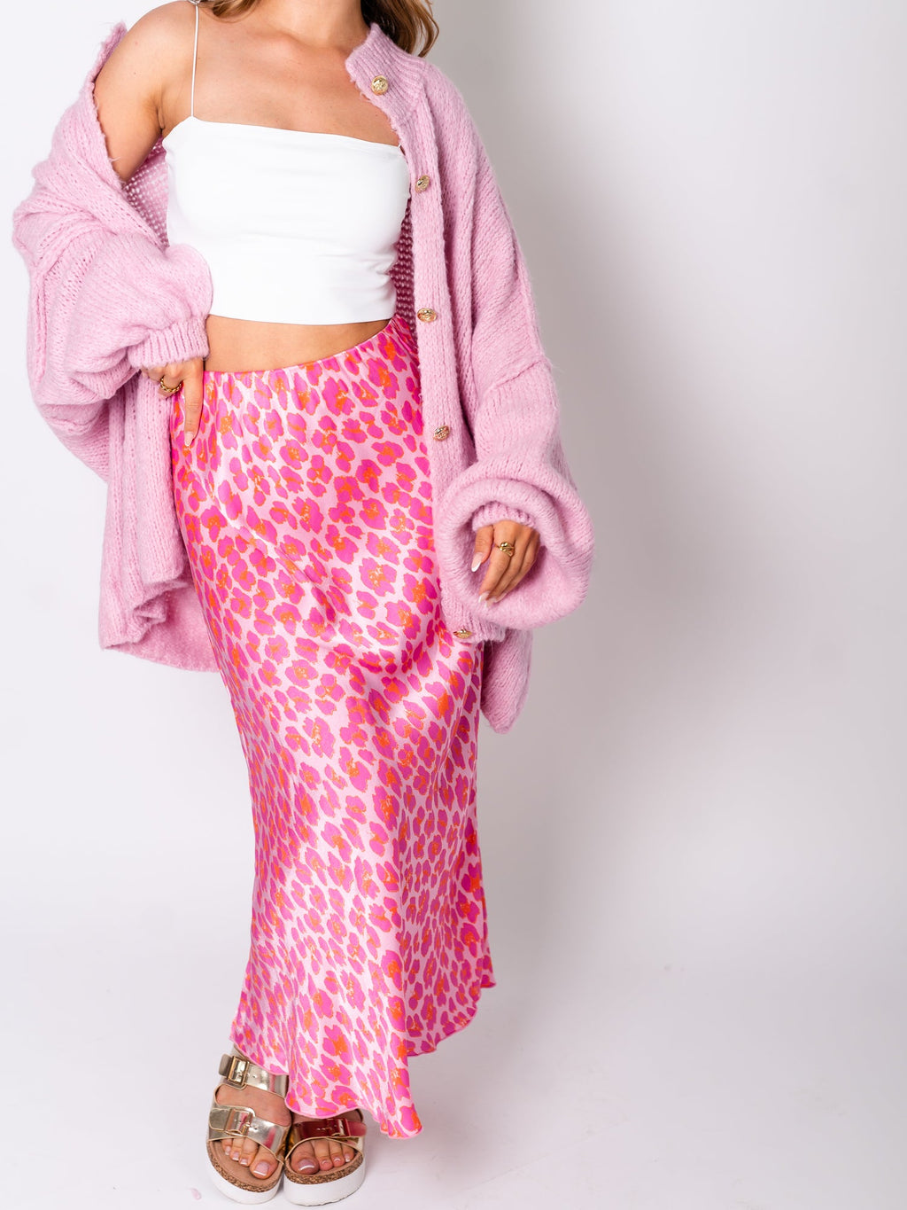 Leo Satin Rock - Pink/Orange