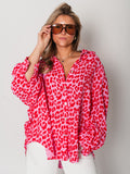 Leo Midi Waffle Bluse - Pink/Rot