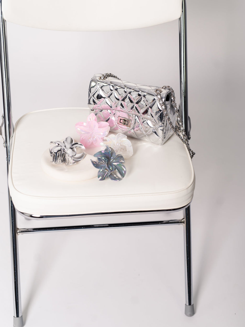 Flower Haarklammer - Grau/Chrome