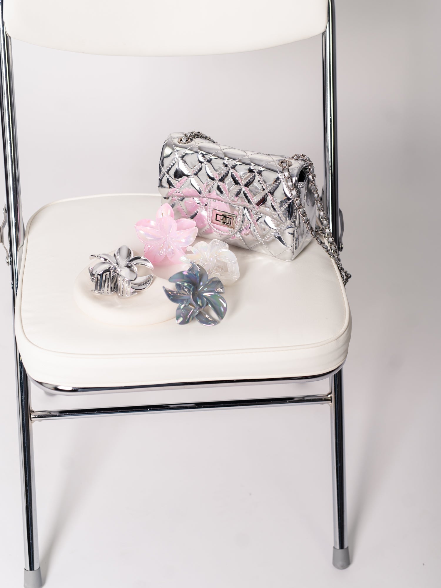 Flower Haarklammer - Grau/Chrome