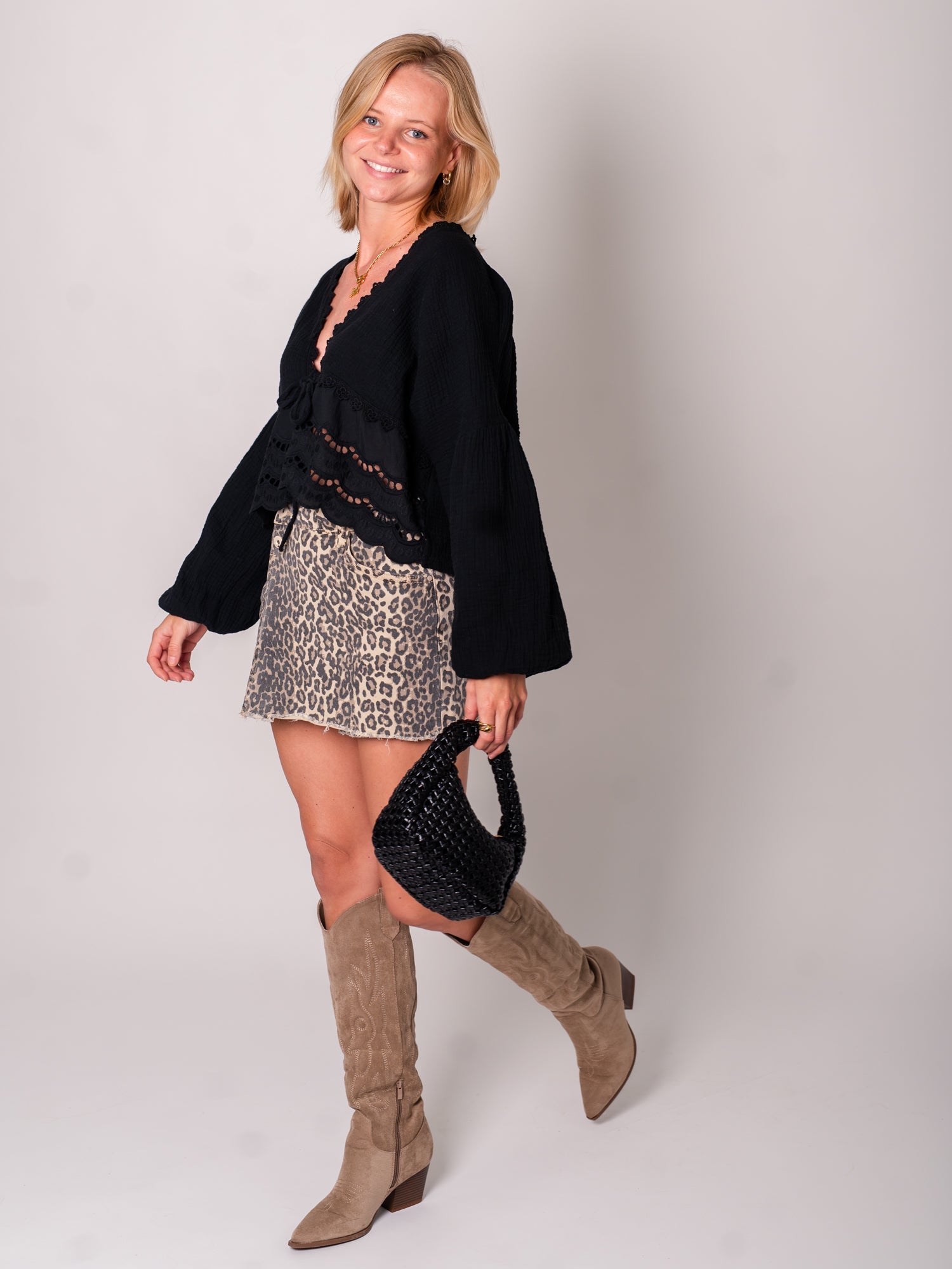 Lora Musselin Bluse - Schwarz