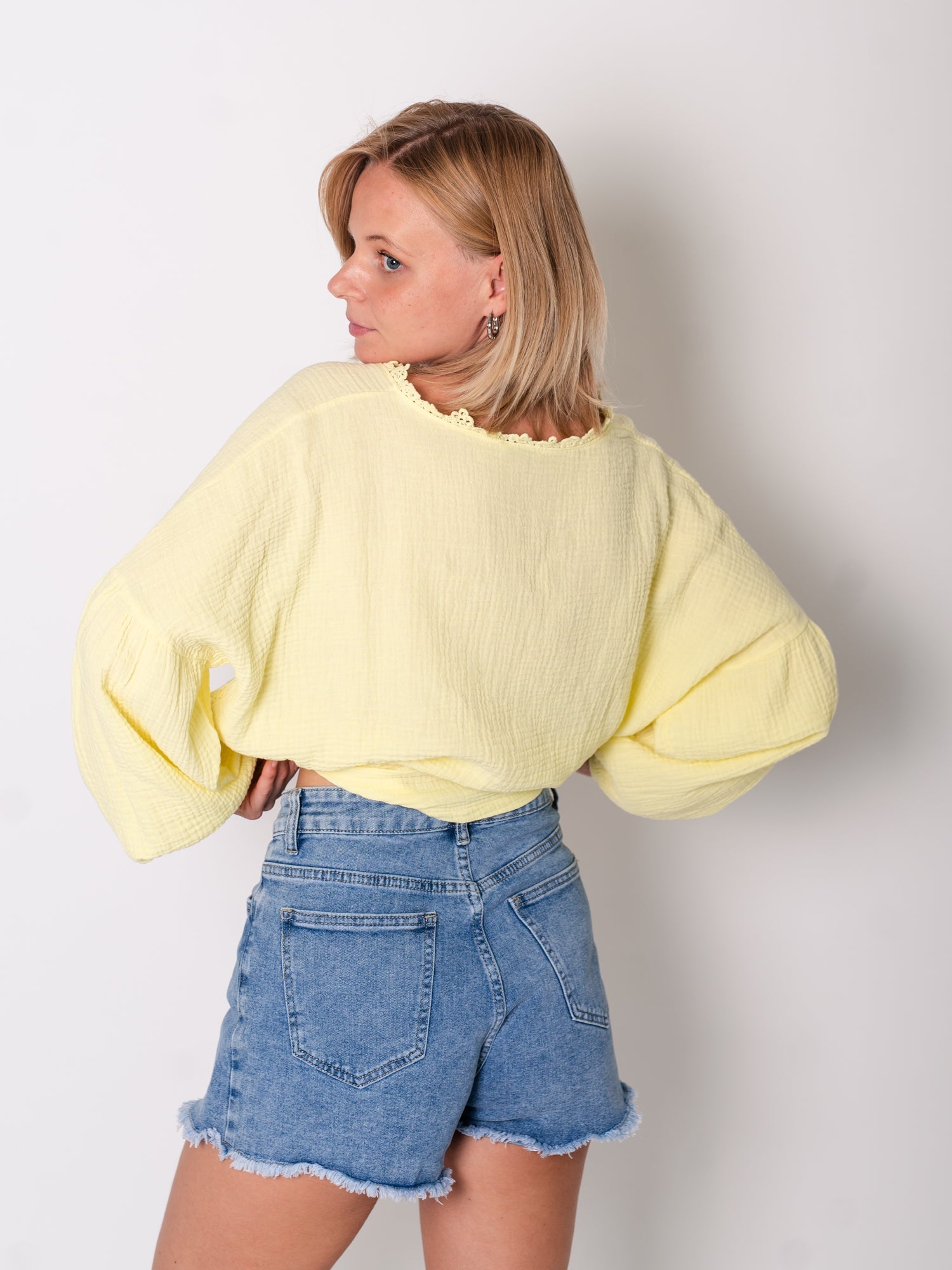 Lora Musselin Bluse - Zitronengelb