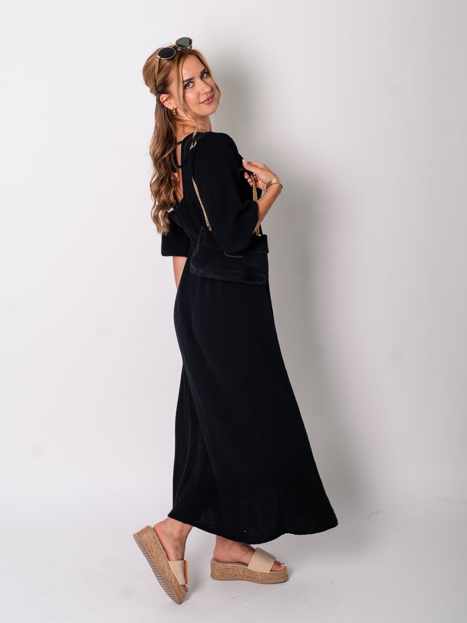 Amelia Musselin Kleid - Schwarz
