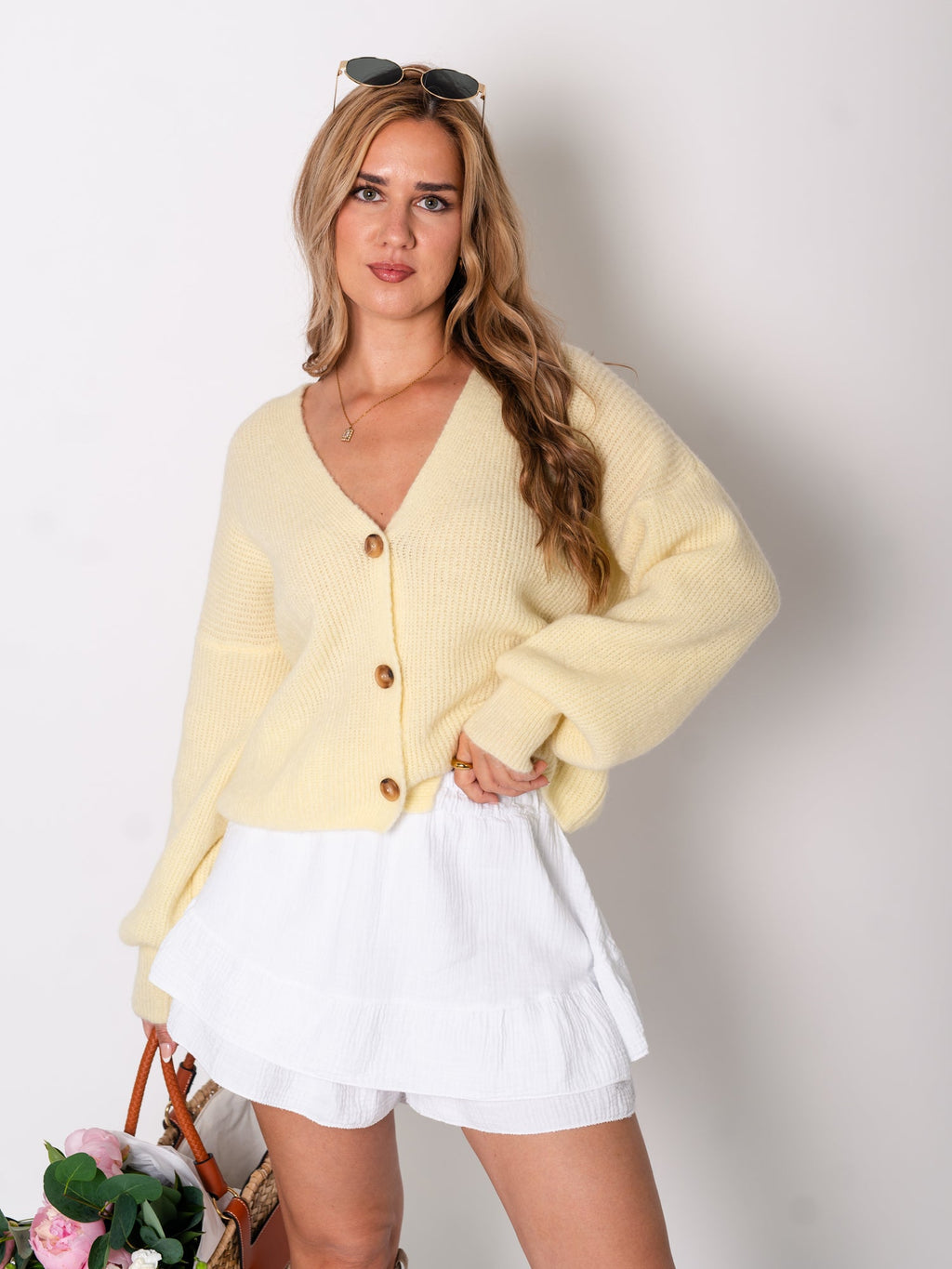 NINA Strickjacke - Zitronengelb