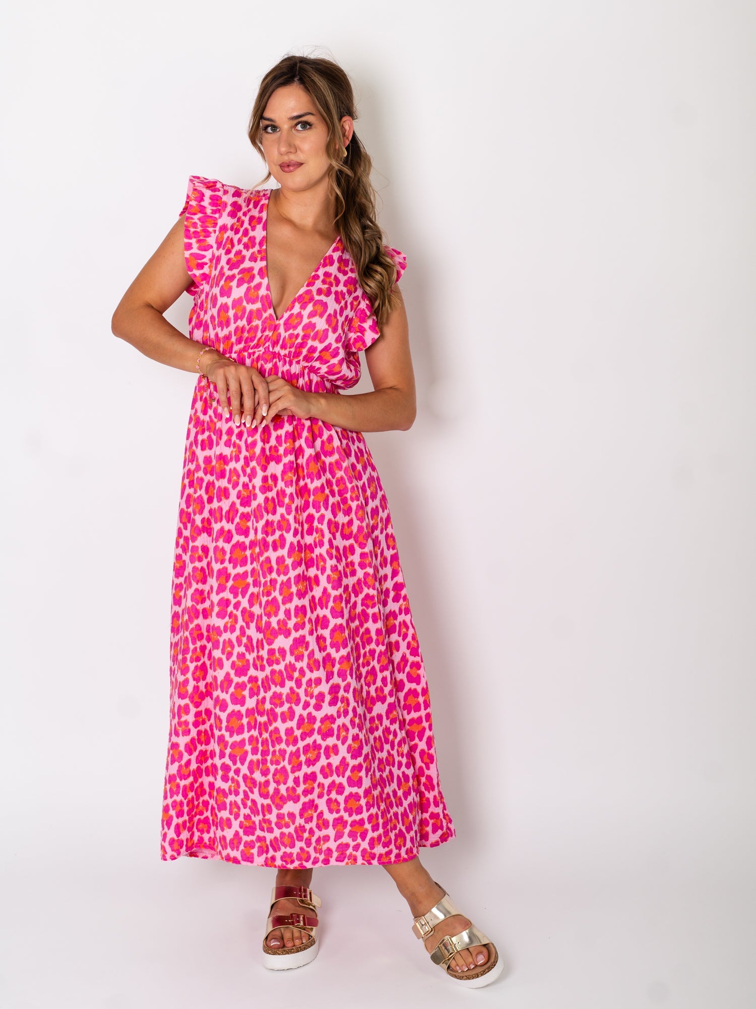 Leonora Musselin Kleid -  Leo/Pink