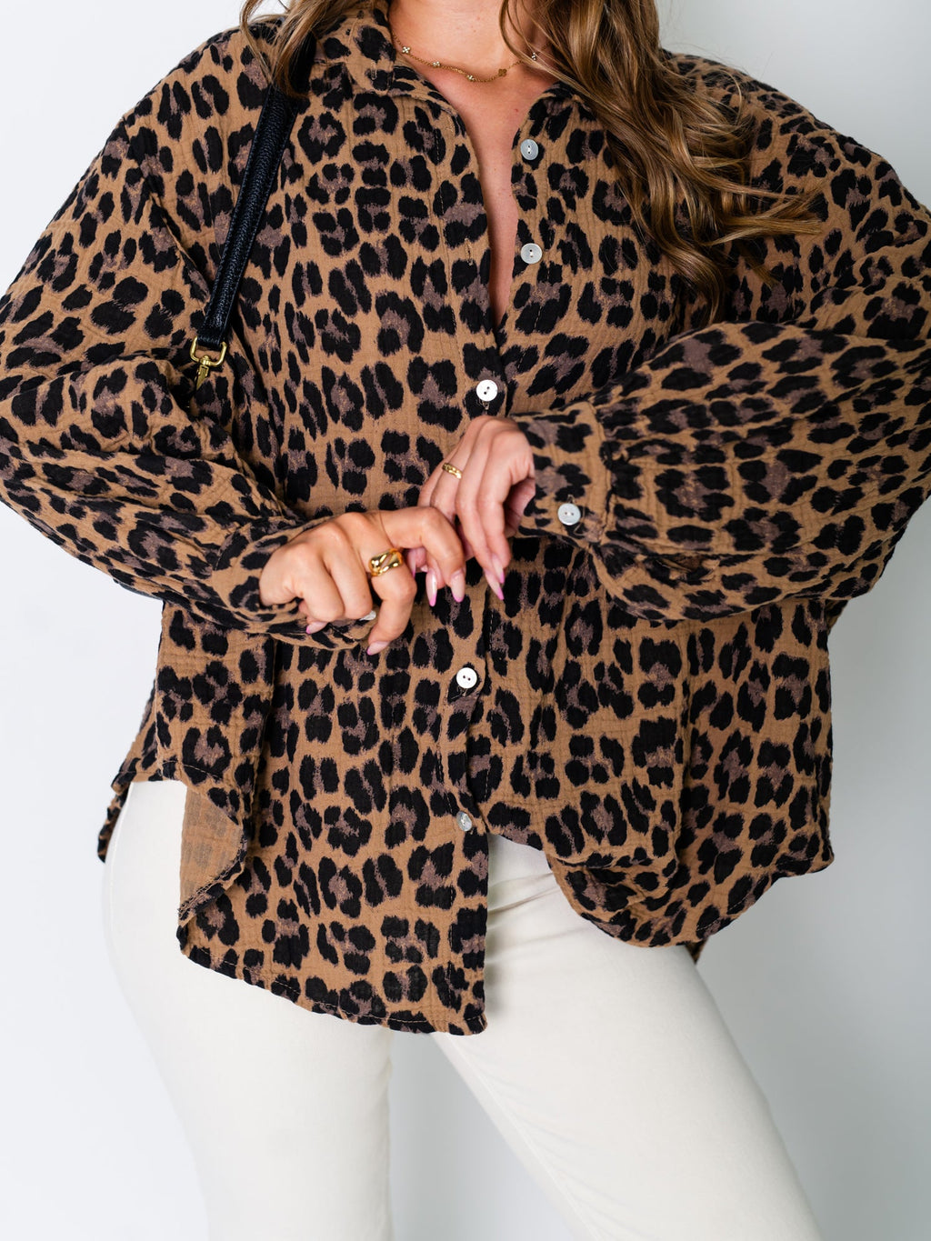 Leo Midi Waffle Bluse - Camel