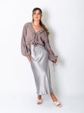 Selene Binde Bluse - Taupe