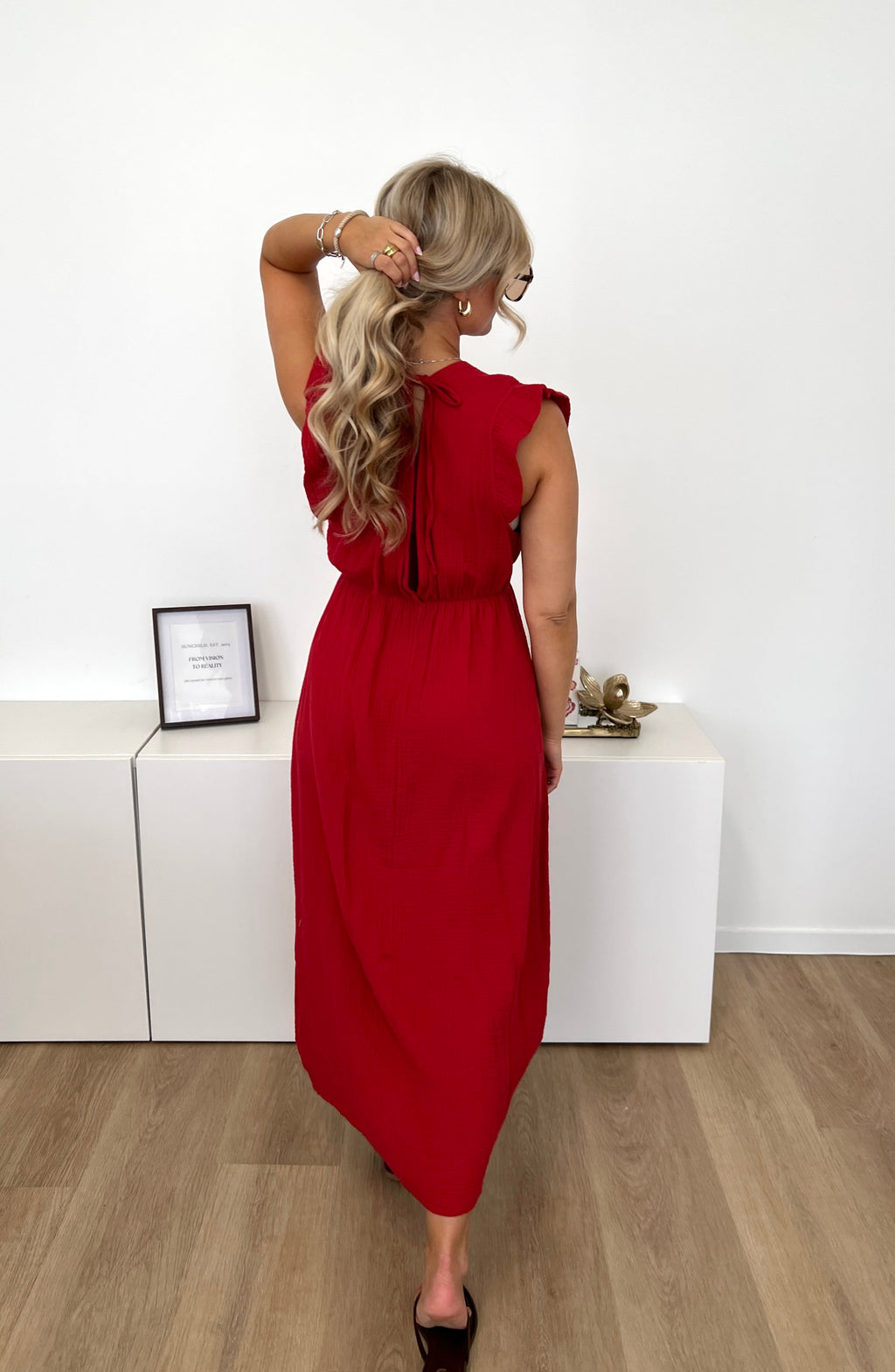 Leonora Musselin Kleid - Rot