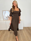 Carolina Musselin Kleid - Espresso