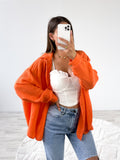 Midi Waffle Bluse - Orange