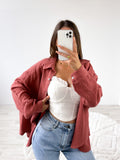 Midi Waffle Bluse - Rosewood