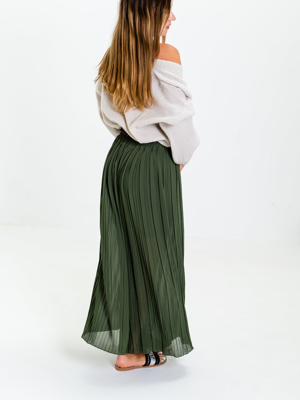 Lamiya Plissee Hose - Khaki