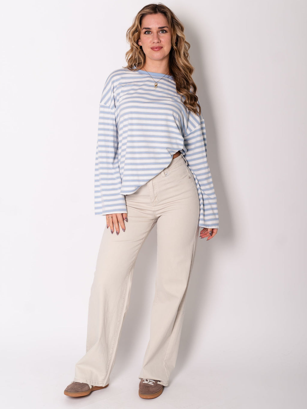 B-Ware 819. Streifen Longsleeve - Blau/Weiß