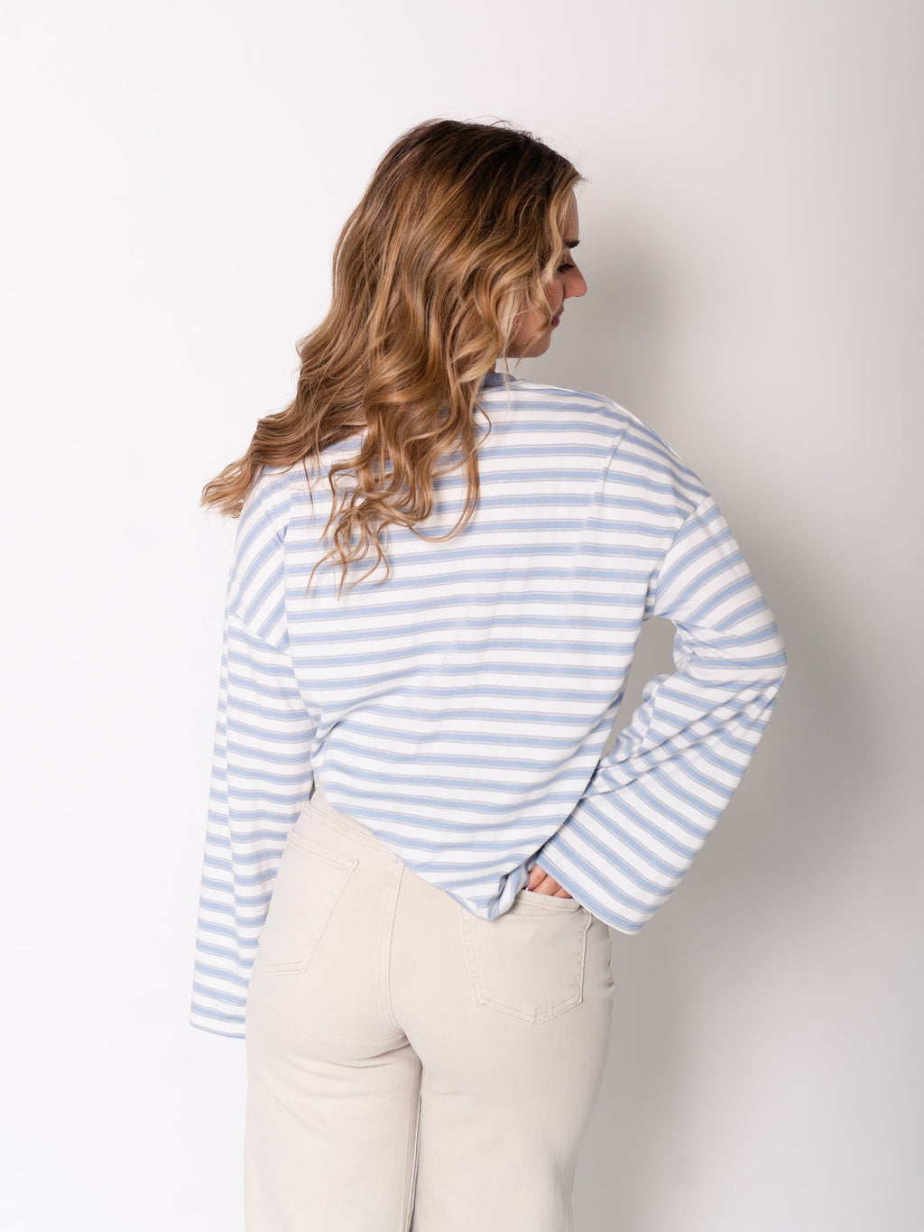 B-Ware 819. Streifen Longsleeve - Blau/Weiß