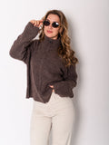 Zip Up Uni Cardigan - Coffee
