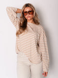 Streifen Longsleeve - Beige/Taupe