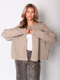 B-Ware 820. Simple Button Strickjacke - Taupe