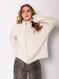 Zip Up Uni Cardigan - Beige
