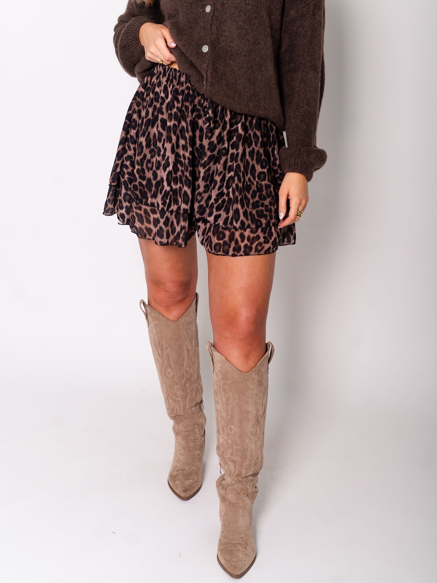 Flowy Volant Skort - Leo/Camel