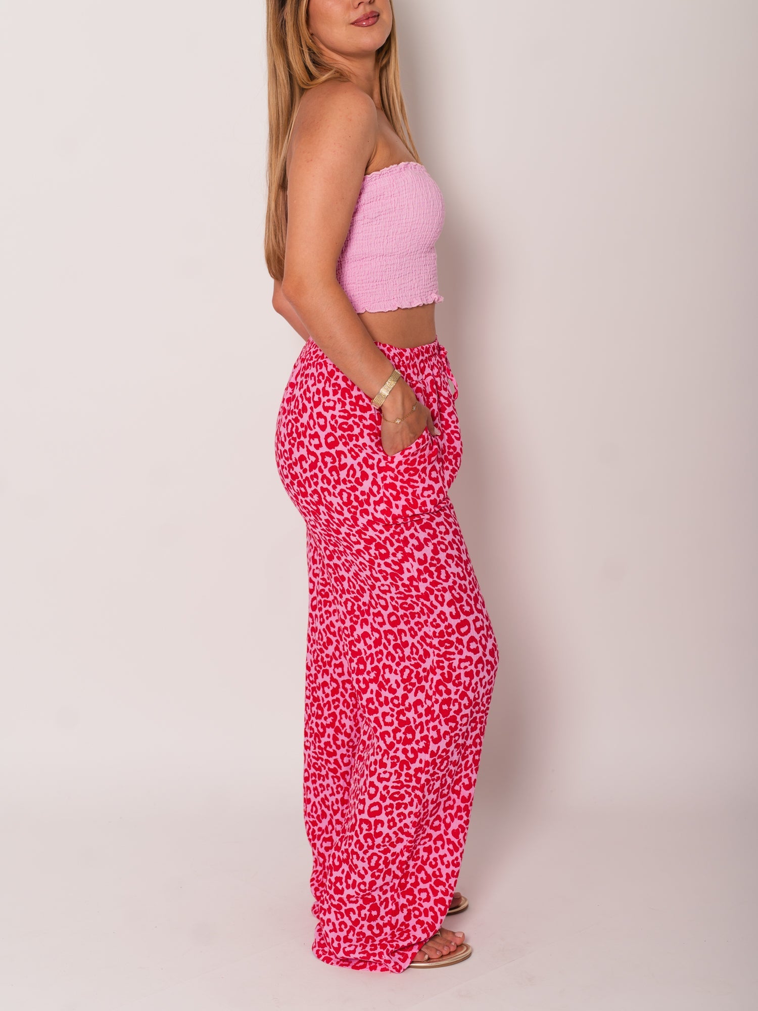Beachy Musselin Hose - Mini Leo/Rosa/Rot