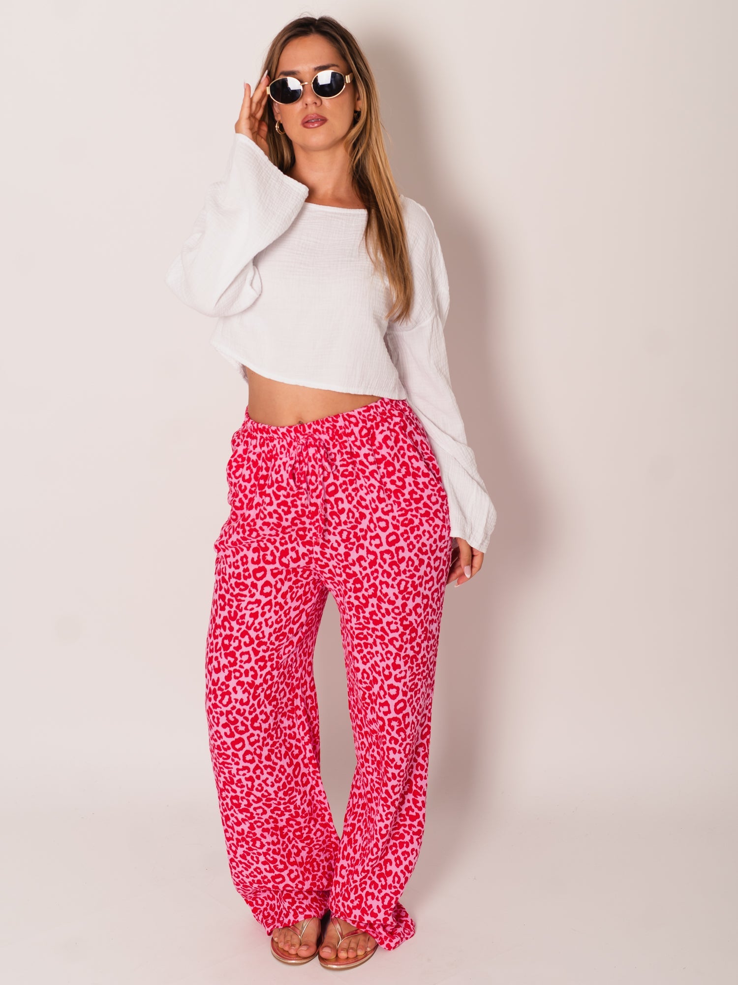 Beachy Musselin Hose - Mini Leo/Rosa/Rot