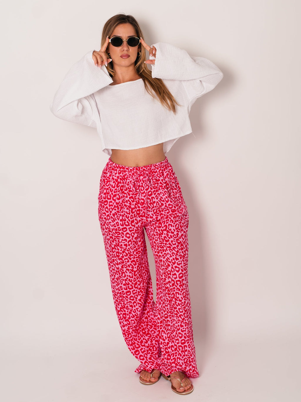 Beachy Musselin Hose - Mini Leo/Rosa/Rot