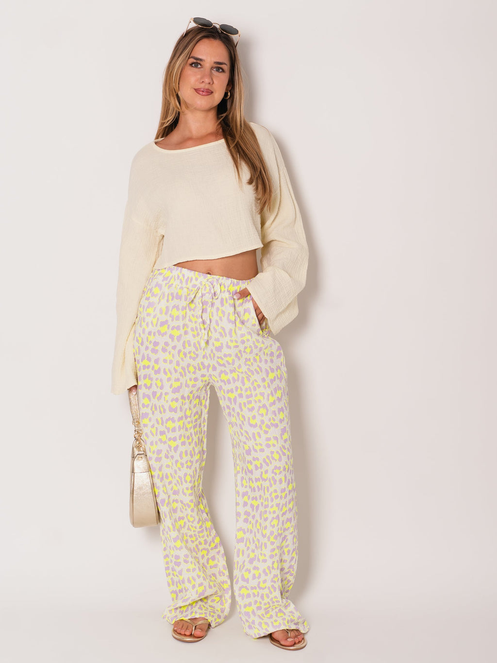 Beachy Musselin Hose - Leo/Lila/Gelb